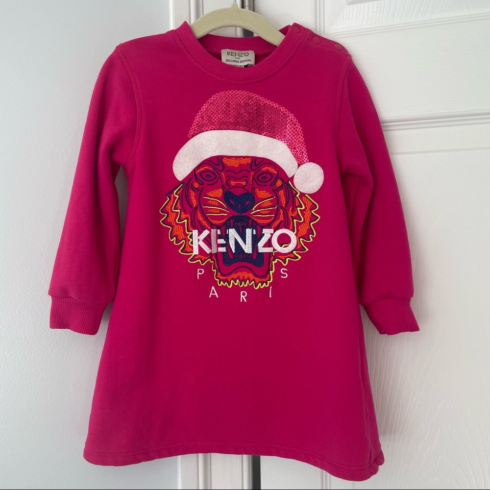 Kenzo Girls Exclusive Edition Embroidered Sweater Dress - Pink, size 3T